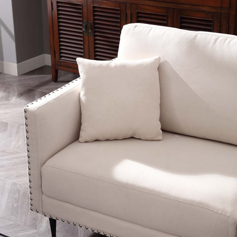 Morden Fort Sofa Couch, Comfy Sofa Set with Metal Legs and Retro Rivet Design for Small Space,
