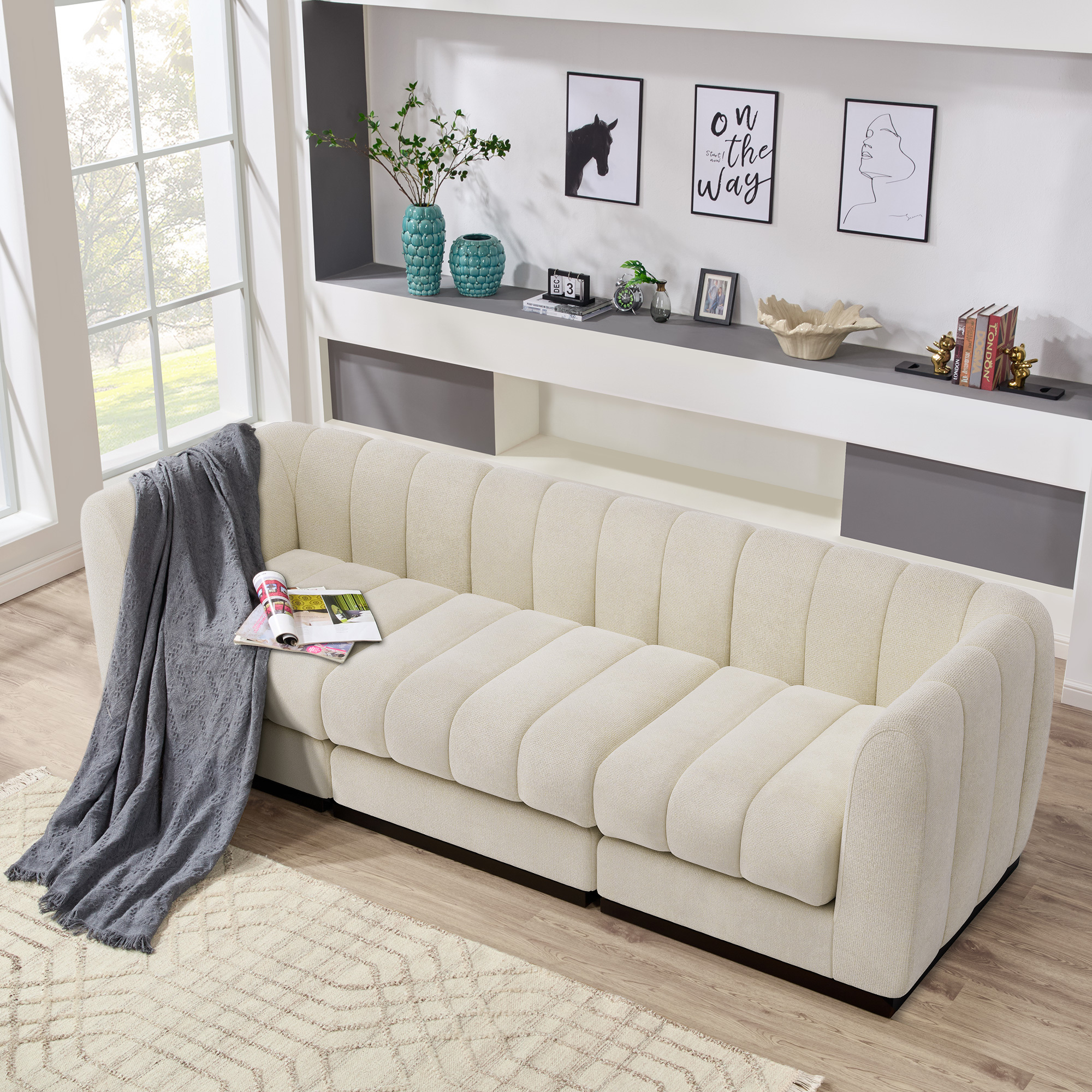 Convertible 3-seater sofa Modular combination sofa with recliner