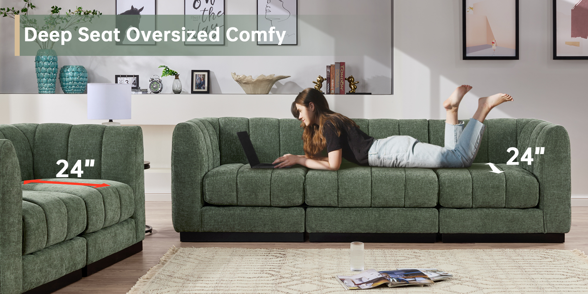 Convertible 3-seater sofa Modular combination sofa with recliner
