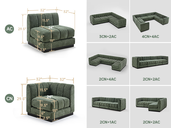 1 Piece Chenille Fabric DIY Corner Modular Sofa Seat