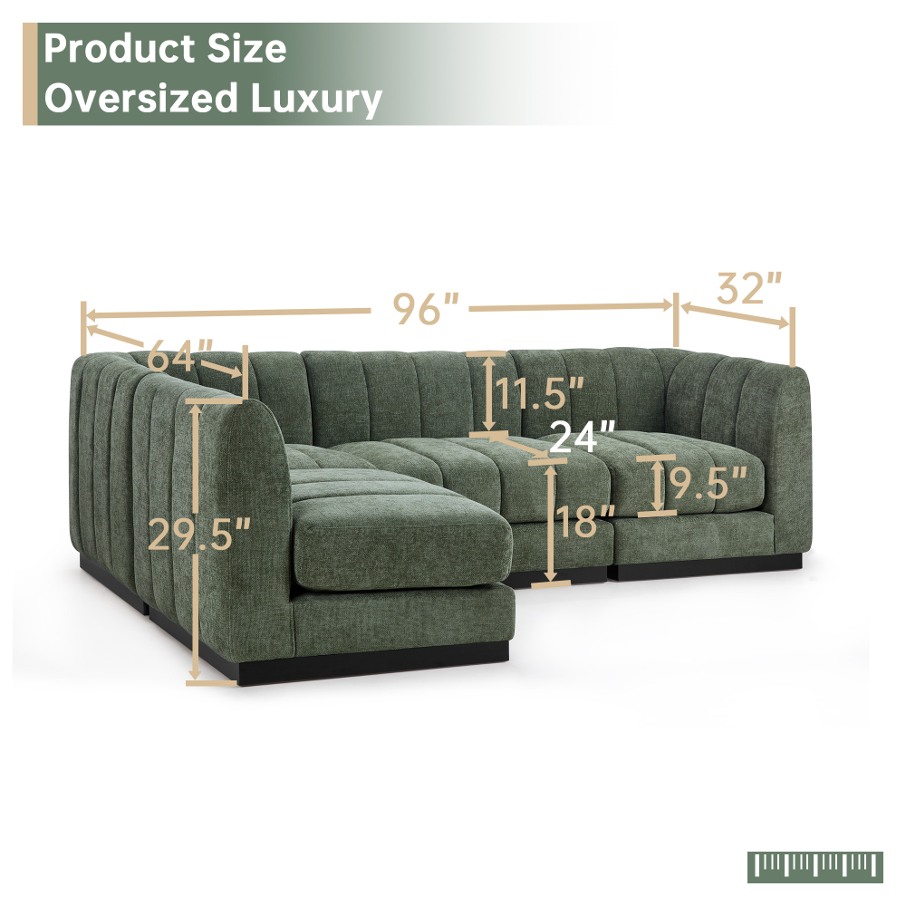 Convertible U-Shape Modular Sectional Couch with Chaise