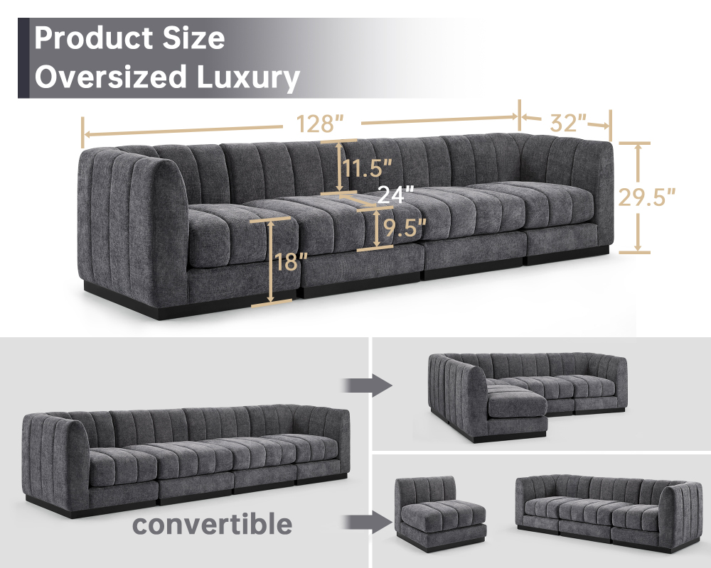 Convertible L-Shape Modular Sectional Couch with Chaise
