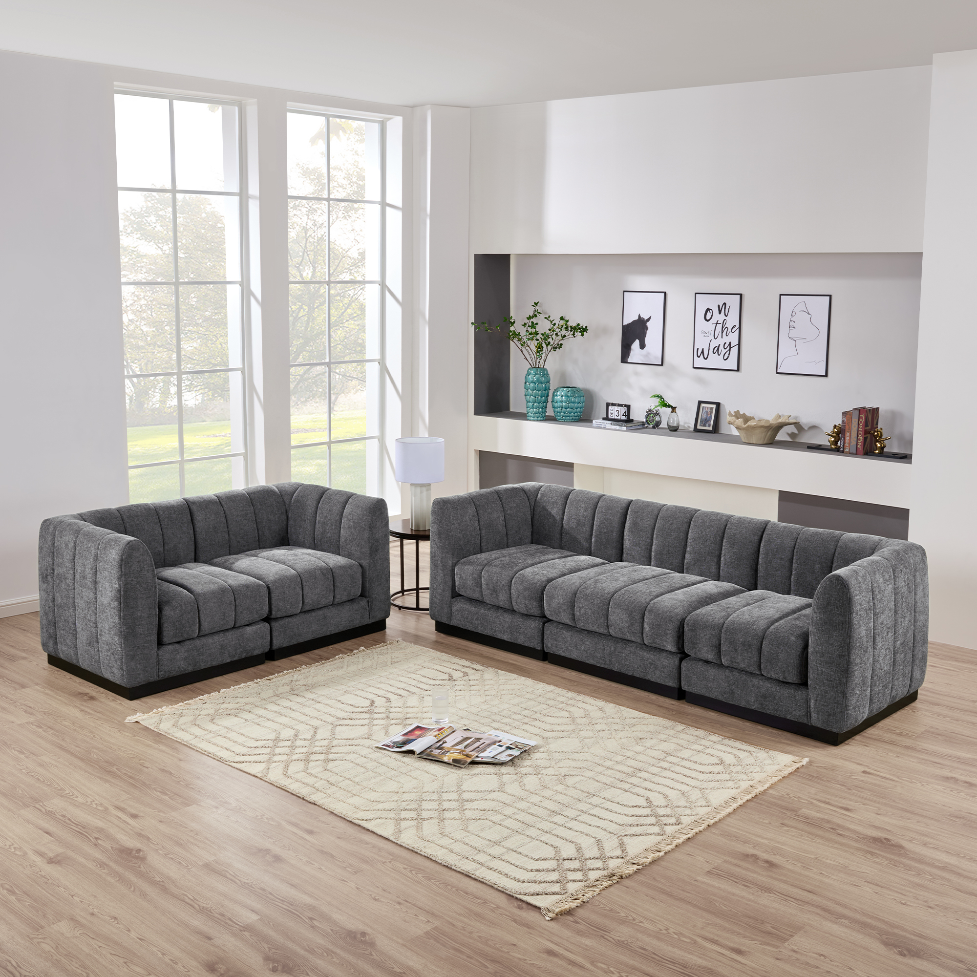 1 Piece Chenille Fabric DIY Corner Modular Sofa Seat