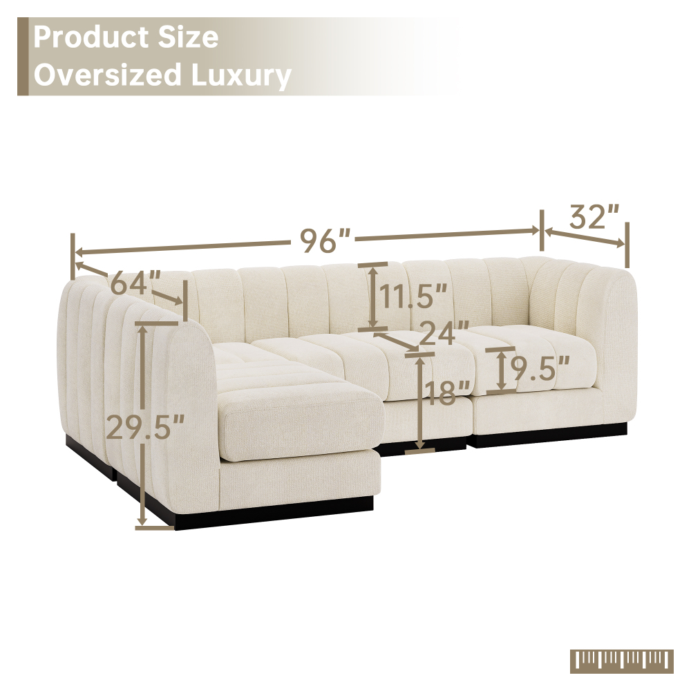 Convertible U-Shape Modular Sectional Couch with Chaise