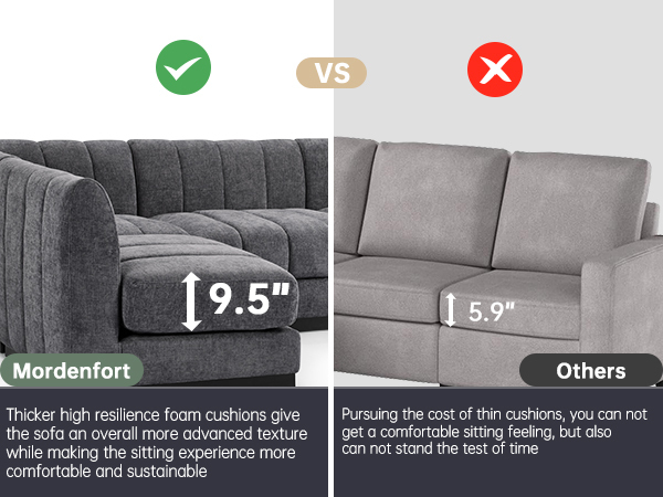 Convertible U-Shape Modular Sectional Couch with Chaise