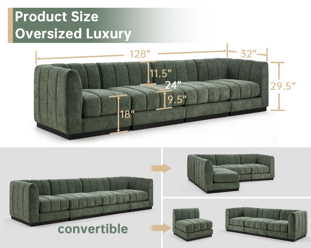 Convertible L-Shape Modular Sectional Couch with Chaise