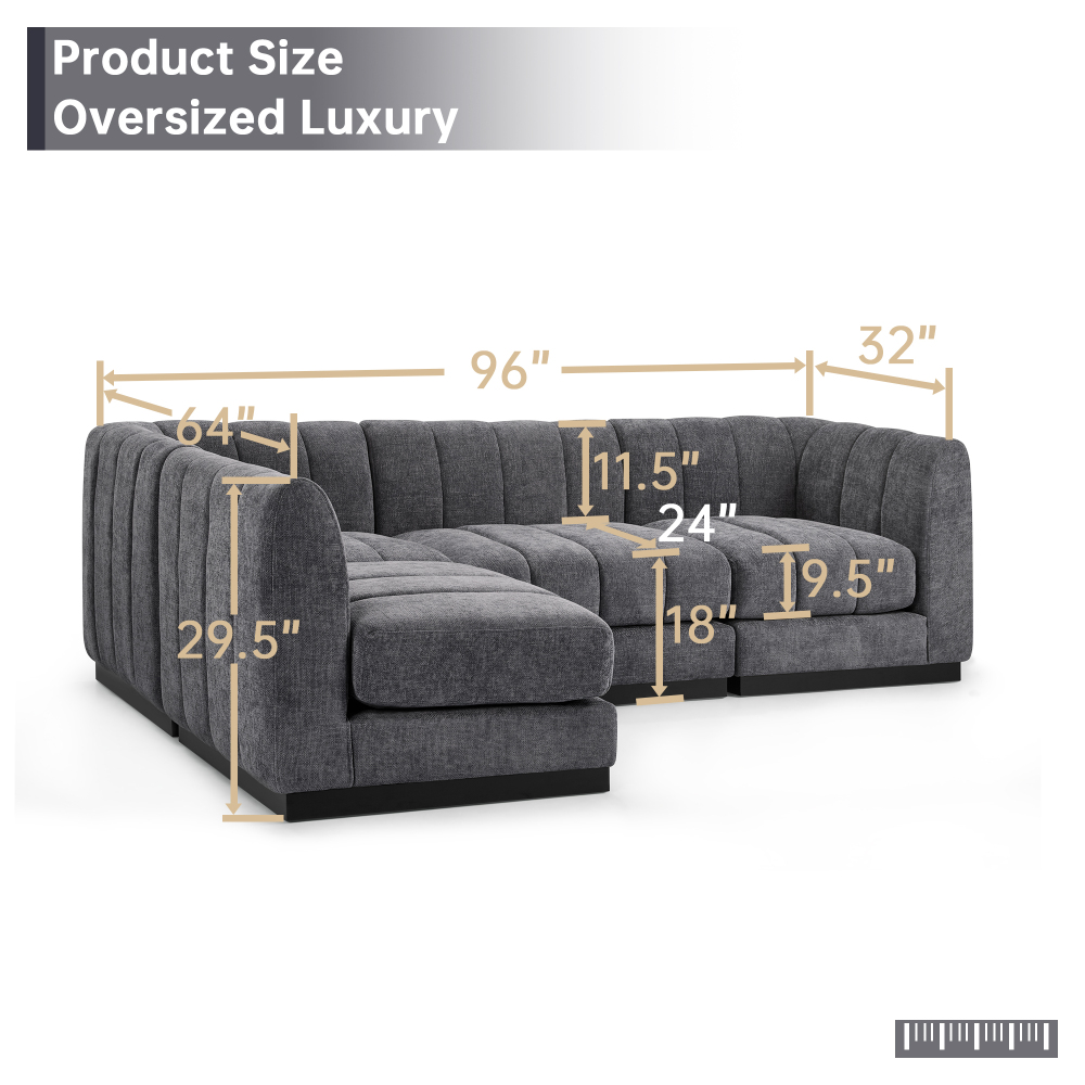 Convertible U-Shape Modular Sectional Couch with Chaise
