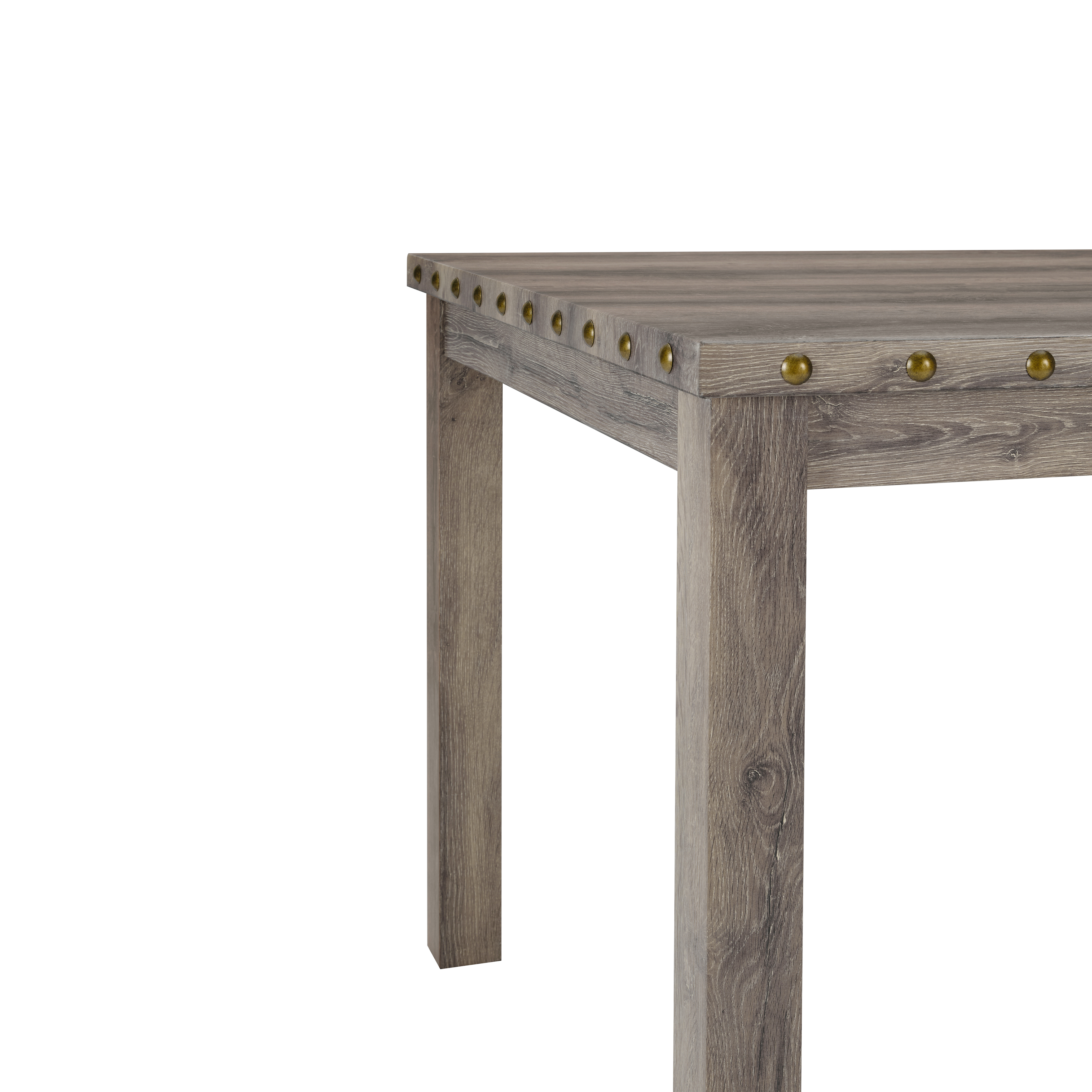 Farmhouse 42 in. W Rural Log Wood Counter Height 4-Legs Dining Table with Square Top and Nail Head Trim Seats 4-Morden Fort