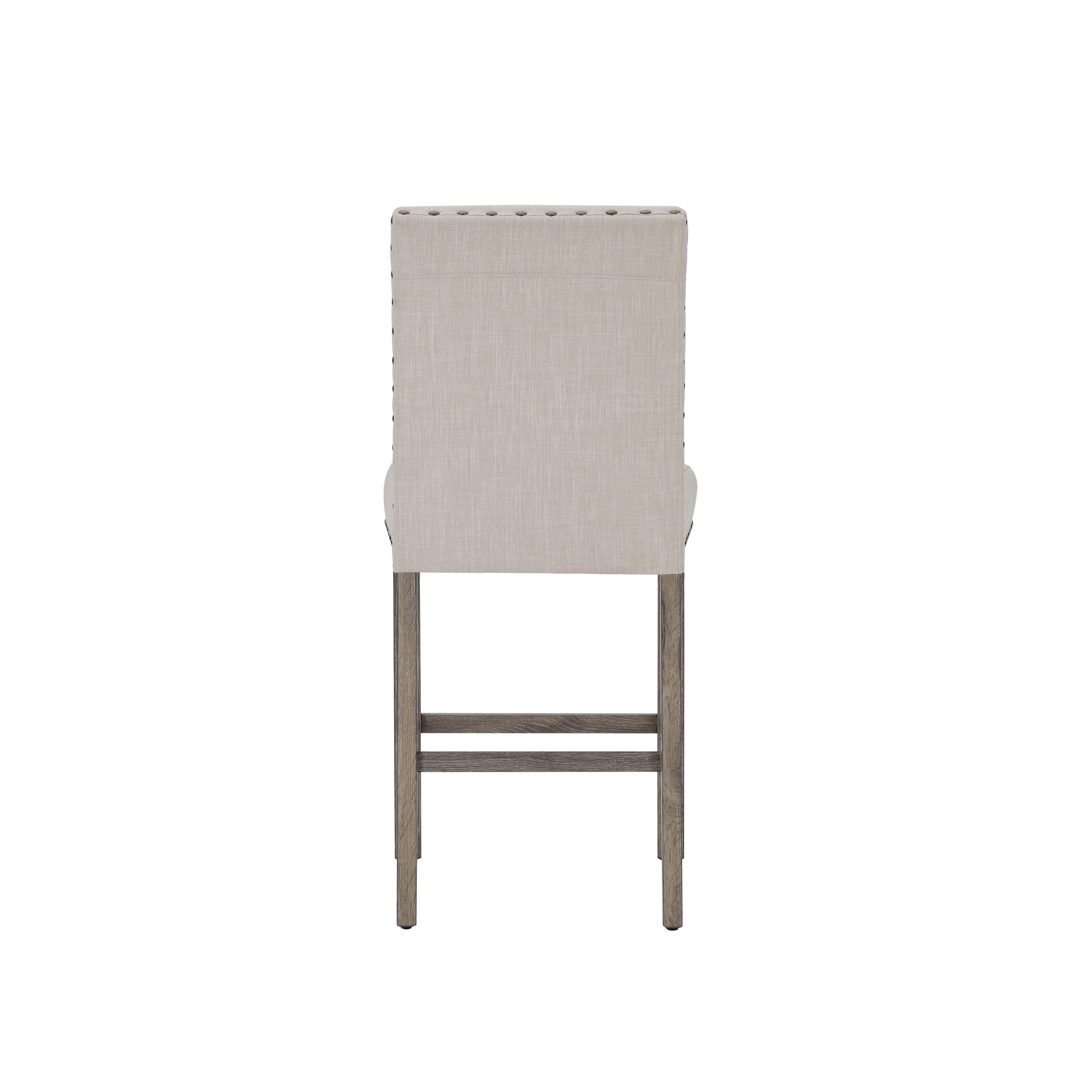 Rustic Log Wood Counter High Stool Set of 2, Farmhouse Upholstered Cushion Dining Chair Armless-Morden Fort