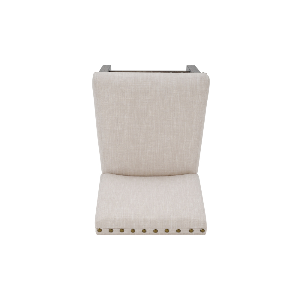 Rustic Log Wood Counter High Stool Set of 2, Farmhouse Upholstered Cushion Dining Chair Armless-Morden Fort