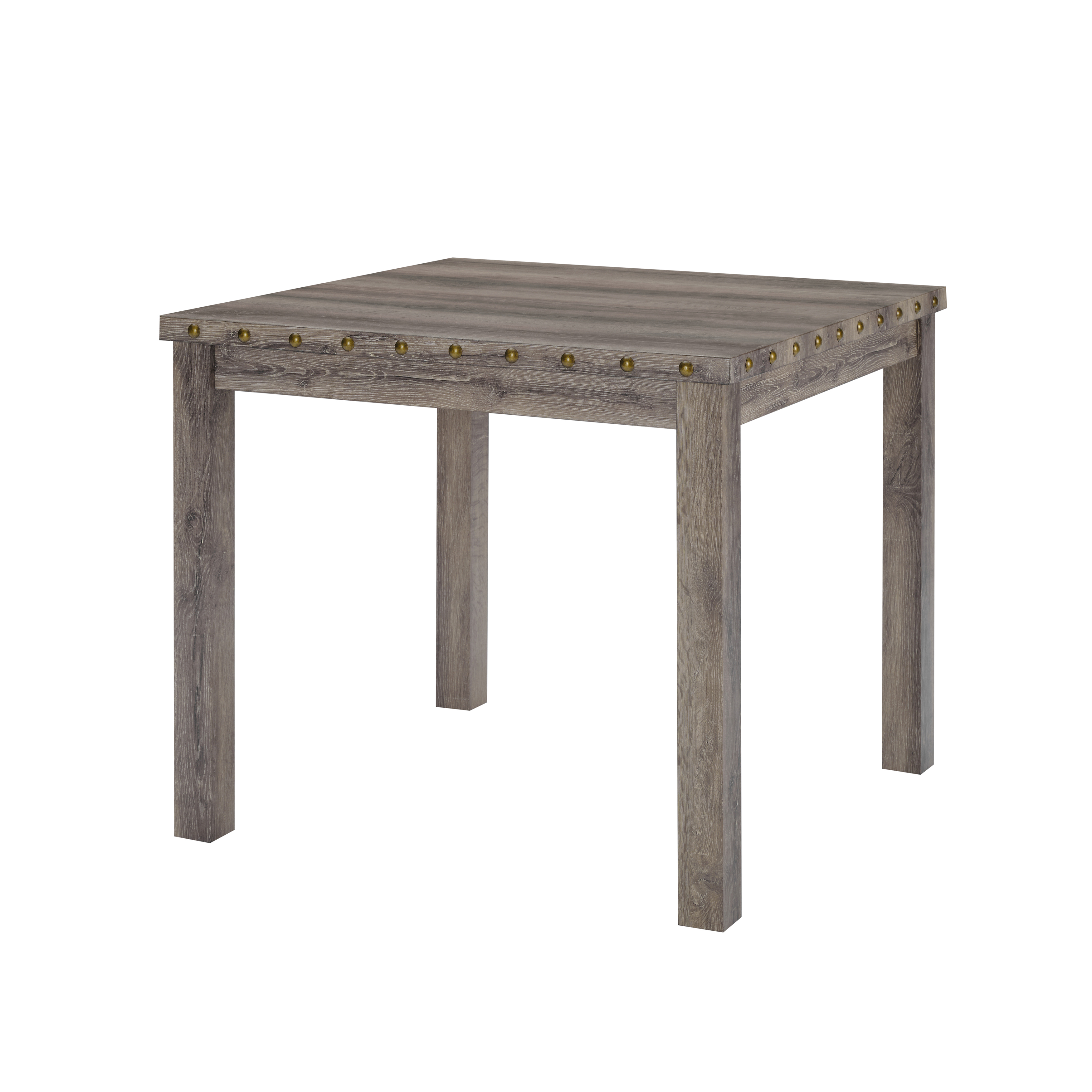 Farmhouse 42 in. W Rural Log Wood Counter Height 4-Legs Dining Table with Square Top and Nail Head Trim Seats 4-Morden Fort
