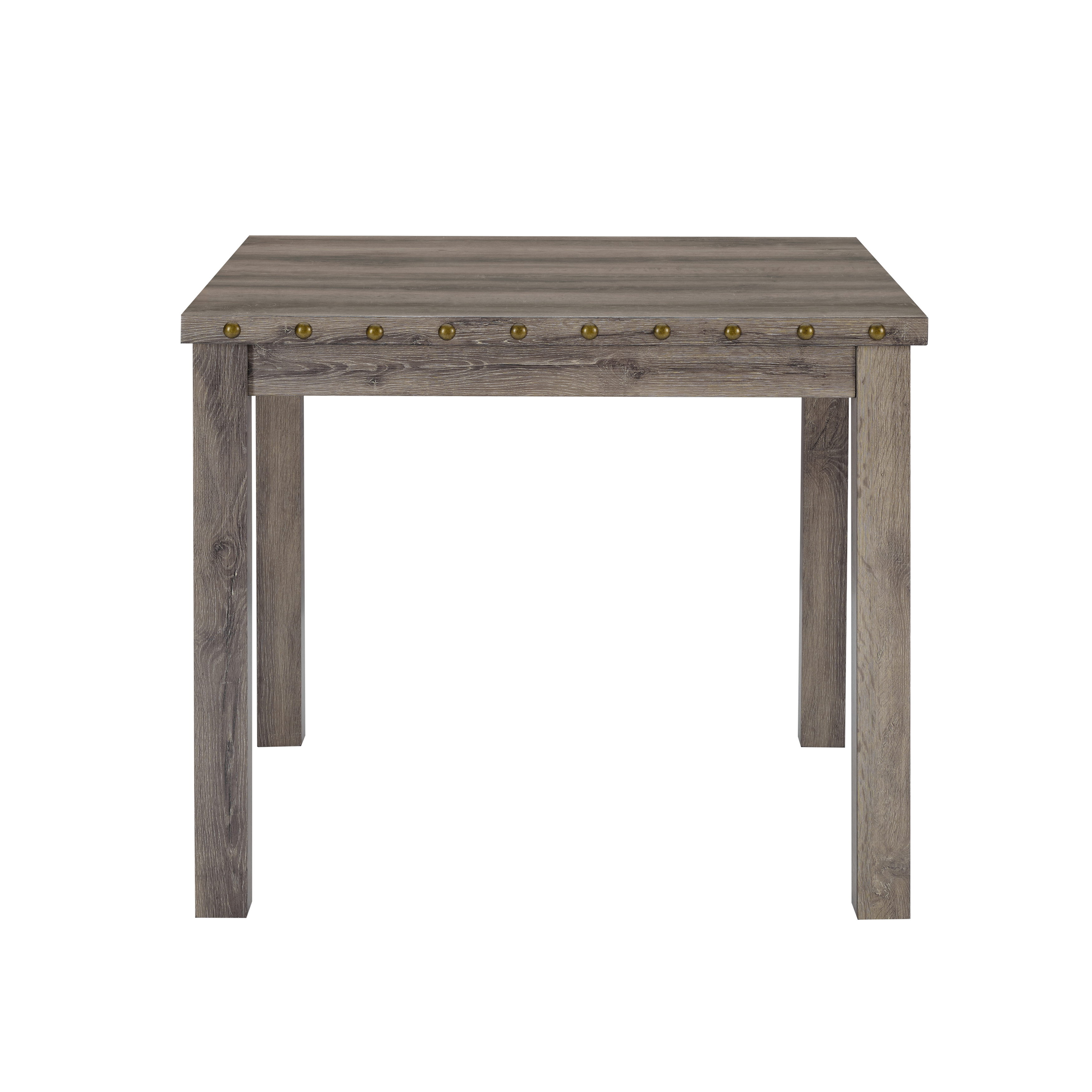 Farmhouse 42 in. W Rural Log Wood Counter Height 4-Legs Dining Table with Square Top and Nail Head Trim Seats 4-Morden Fort