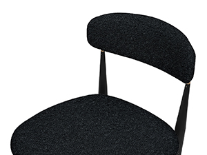 Set of 2 Boucle Armless Dining Chairs , with Curved Backrest and Black Metal Legs for Dining Room and Living Room - Morden Fort