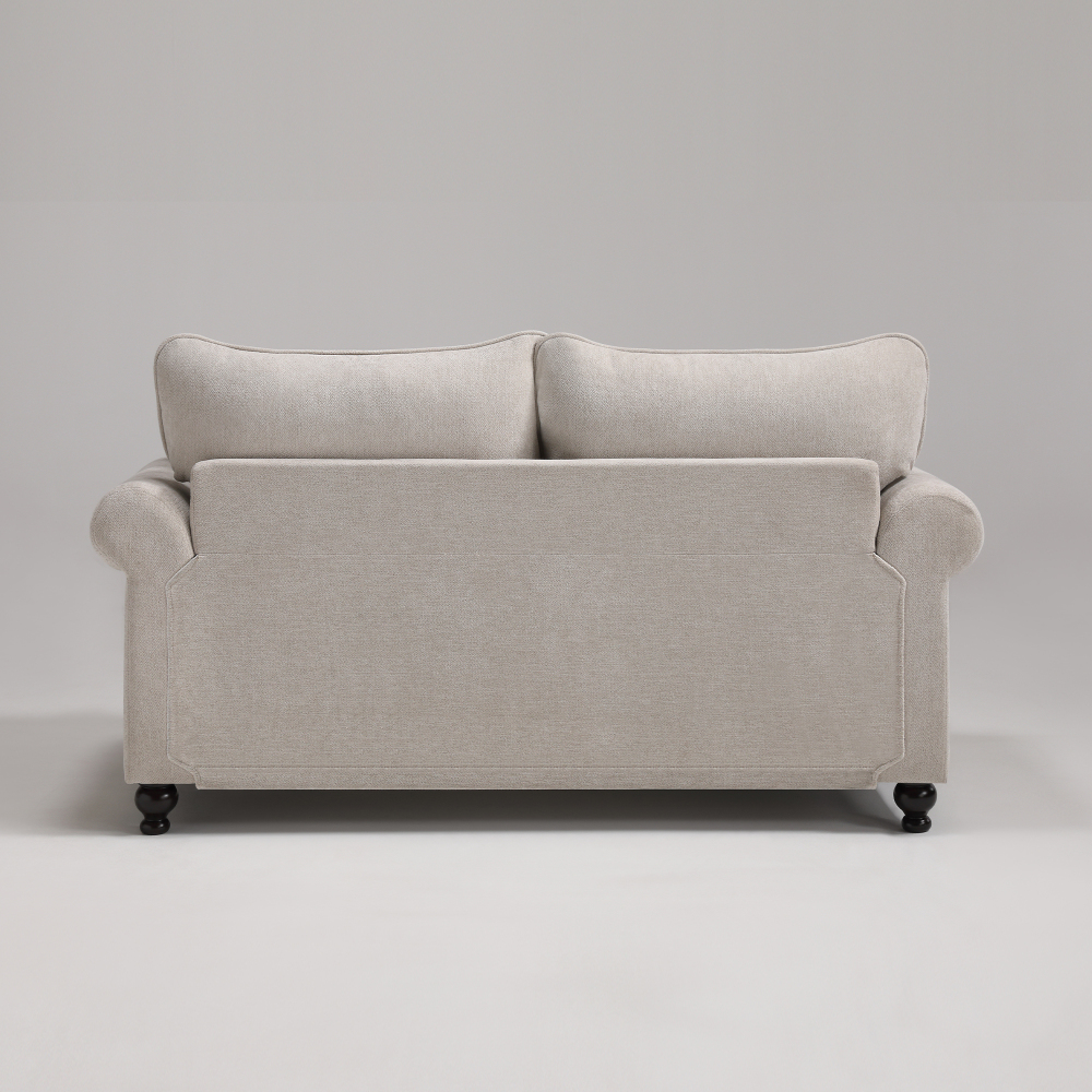 64 in. Chesterfield Couch Beige Chenille 2-Seater Loveseat with Rolled Arm Comfort Nailhead Sofa for Living Room