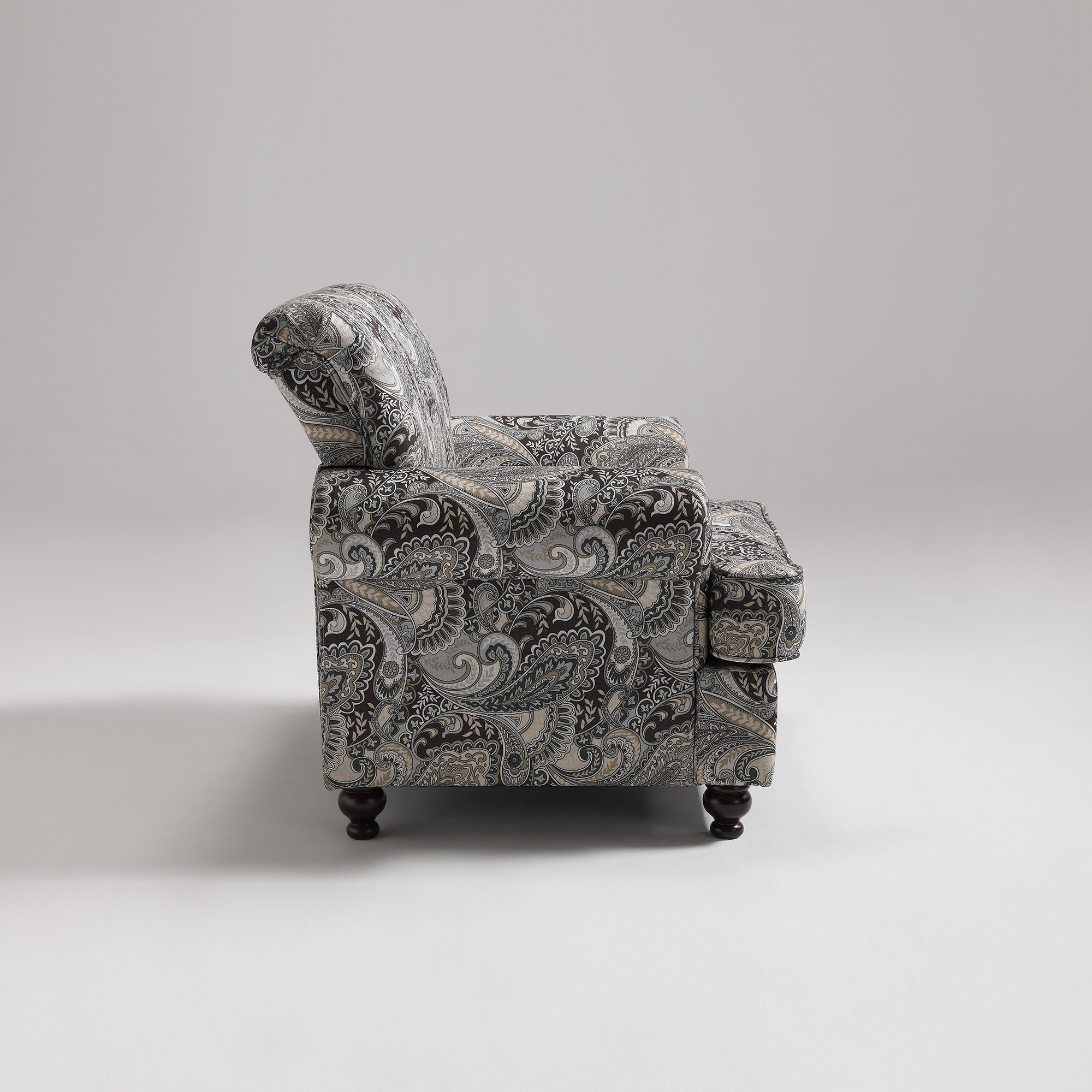 Classic Paisley Flora Chenille Accent Rolled Arm Chair with Thick Chusion for Living Room Club Chairs