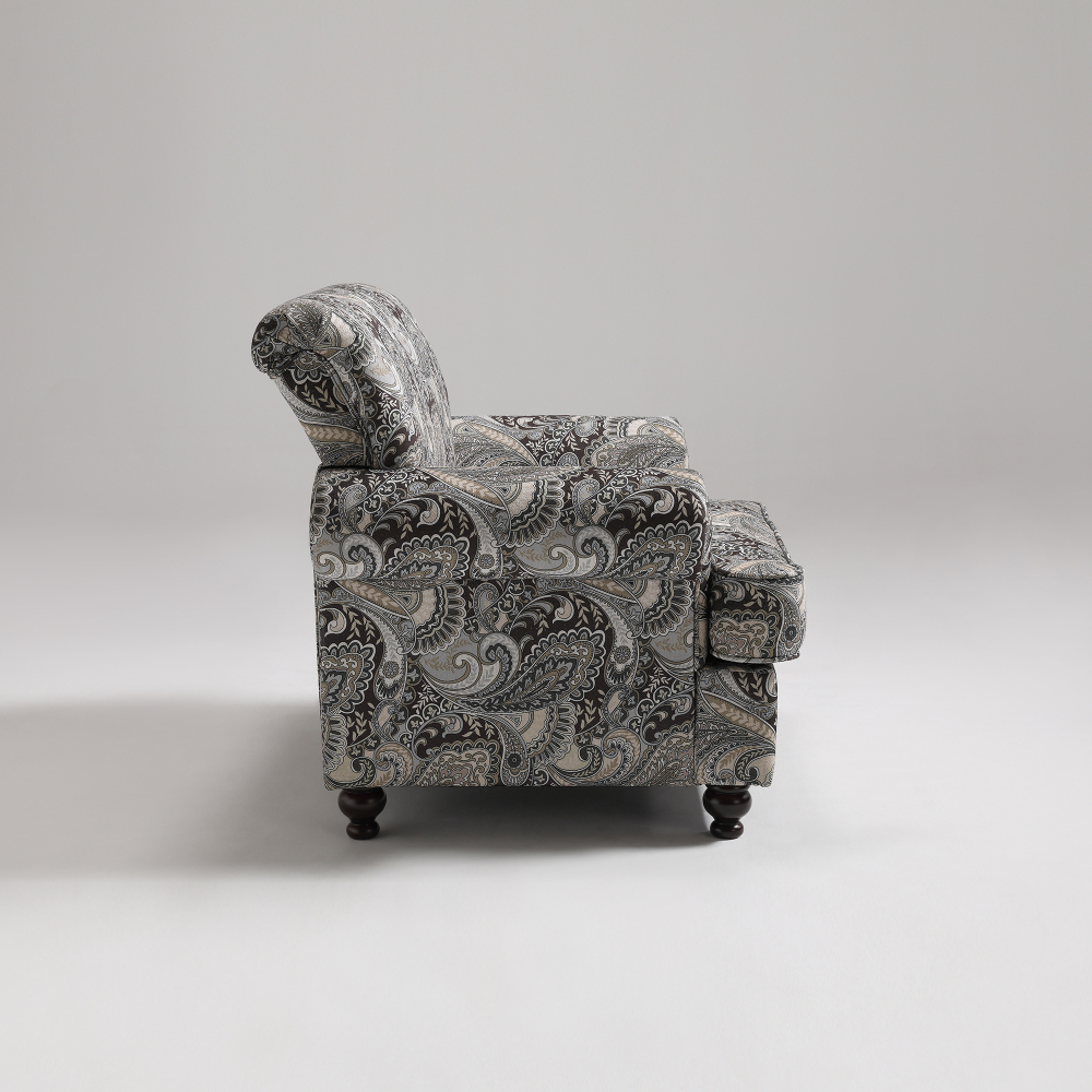 Classic Paisley Flora Chenille Accent Rolled Arm Chair with Thick Chusion for Living Room Club Chairs