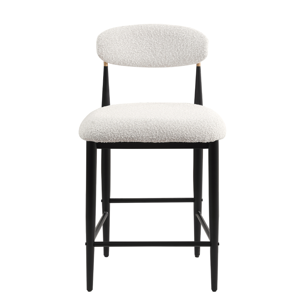 26 in. White Boucle Counter Height Bar Stool Set of 2, Dining Room Armless Chair Barstools for Kitchen Island