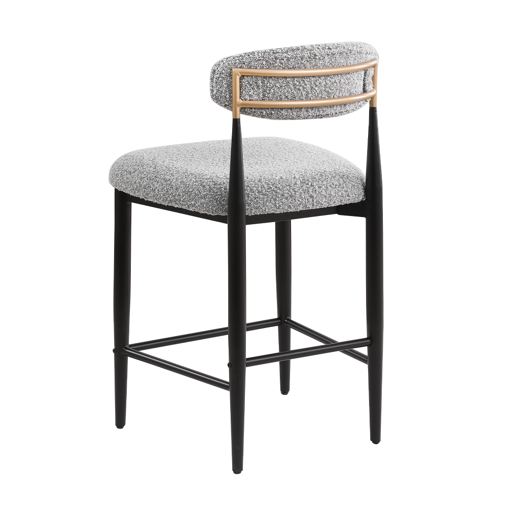 26 in. Gray Boucle Counter Height Bar Stool Set of 4, Dining Room Armless Chair Barstools for Kitchen Island