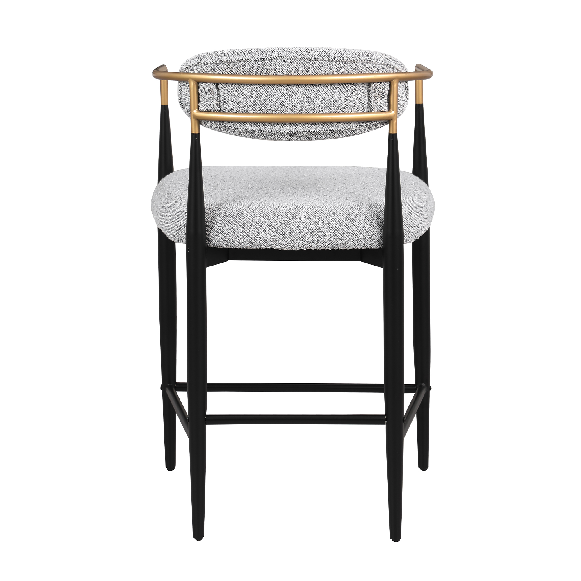 Modern Gray Boucle Counter Height Bar Stool for Kitchen Island, Metal Frame Dining Room Chair Barstools Set of 4