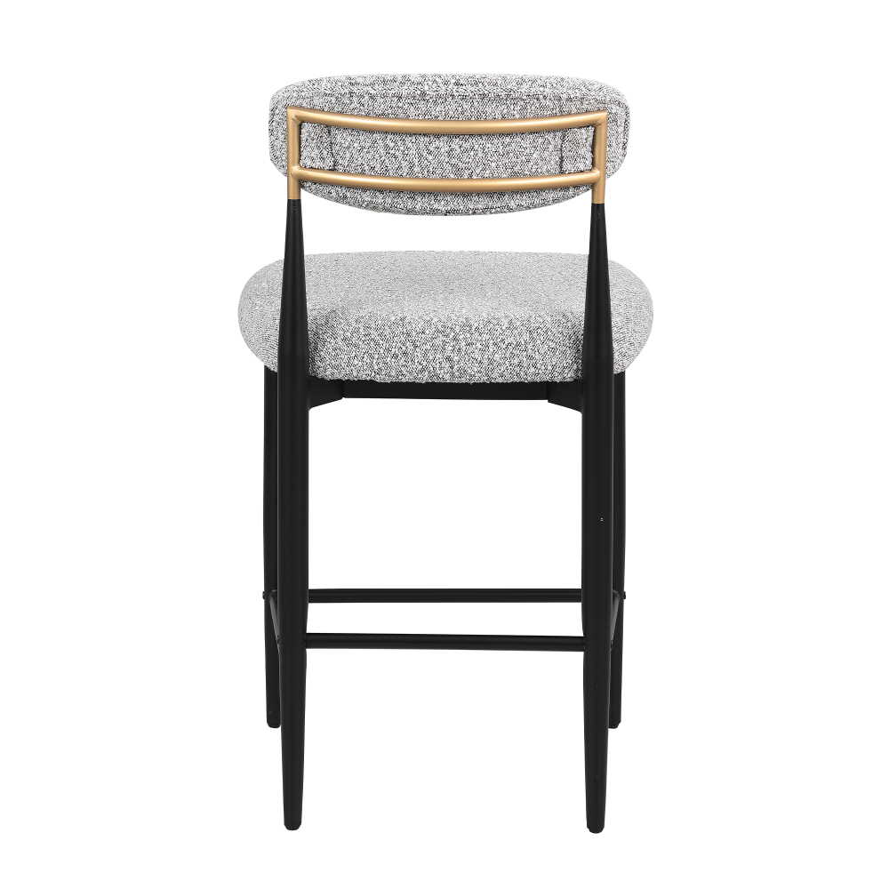 26 in. Gray Boucle Counter Height Bar Stool Set of 4, Dining Room Armless Chair Barstools for Kitchen Island