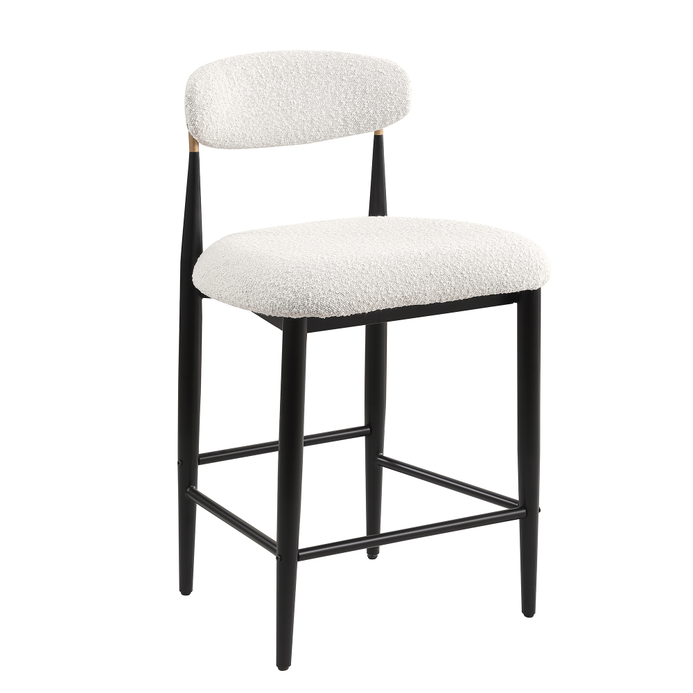 26 in. White Boucle Counter Height Bar Stool Set of 2, Dining Room Armless Chair Barstools for Kitchen Island