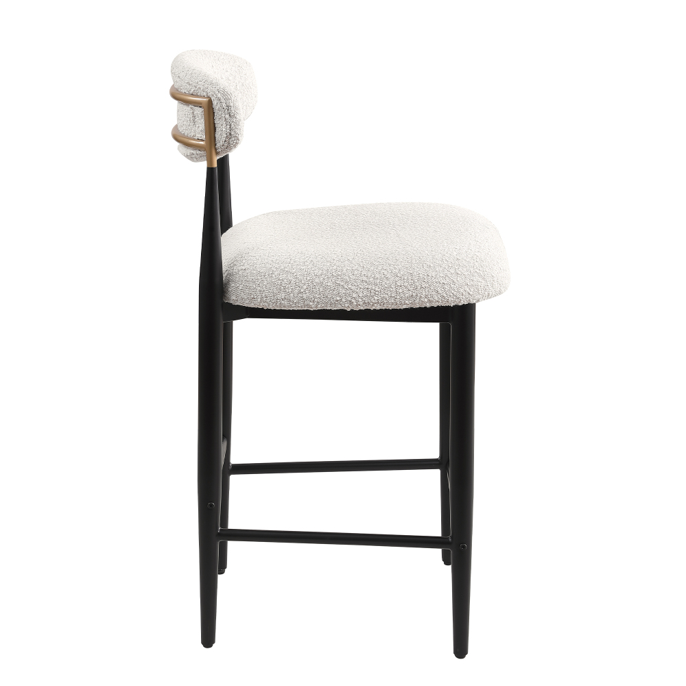 26 in. White Boucle Counter Height Bar Stool Set of 2, Dining Room Armless Chair Barstools for Kitchen Island