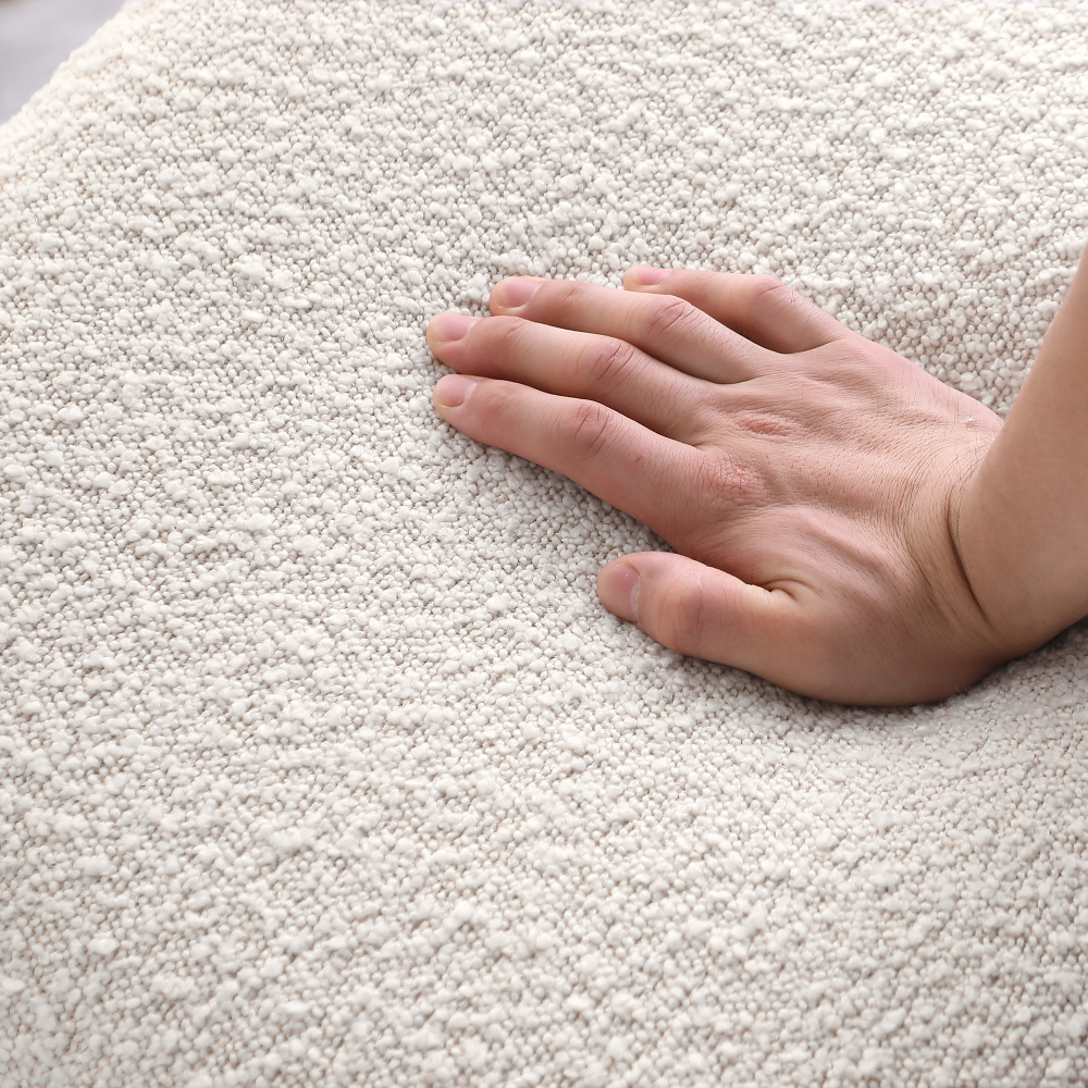 Modern White Boucle Counter Height Bar Stool for Kitchen Island, Metal Frame Dining Room Chair Barstools Set of 4