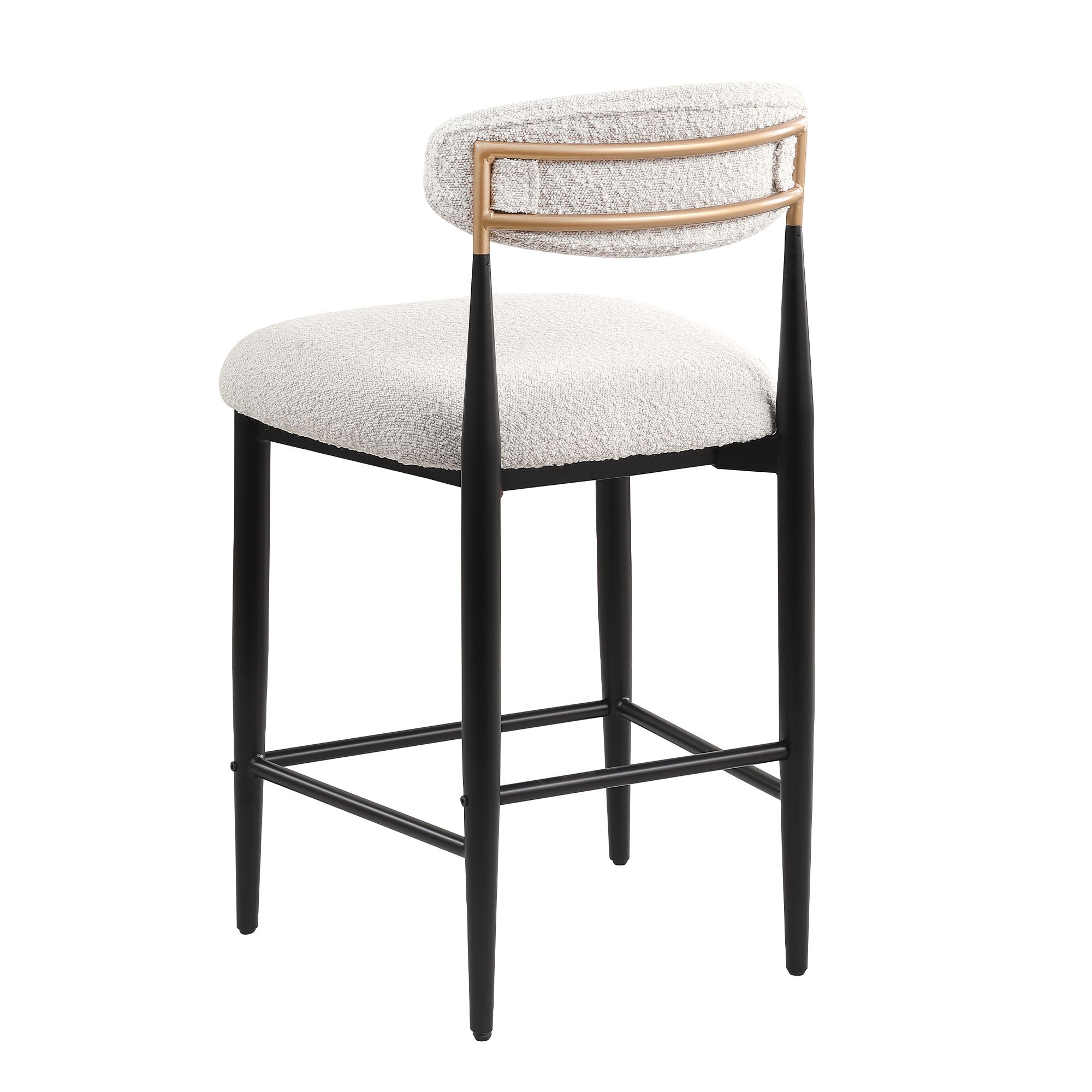 26 in. White Boucle Counter Height Bar Stool Set of 2, Dining Room Armless Chair Barstools for Kitchen Island