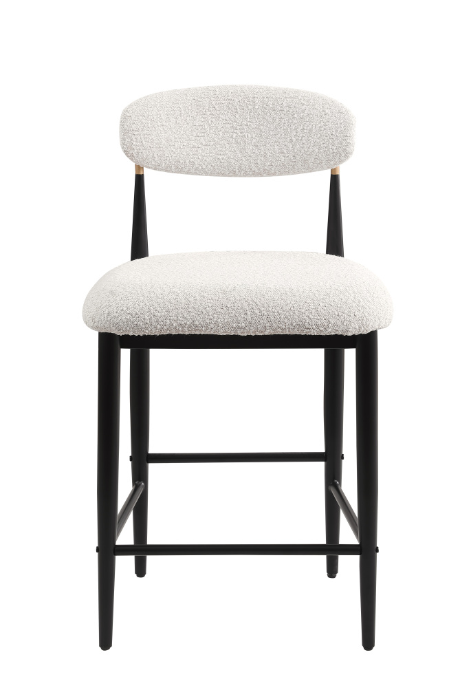 26 in. White Boucle Counter Height Bar Stool Set of 4, Dining Room Armless Chair Barstools for Kitchen Island