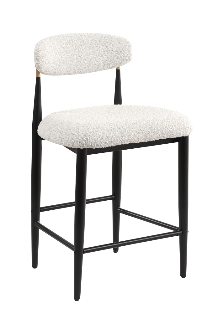 26 in. White Boucle Counter Height Bar Stool Set of 4, Dining Room Armless Chair Barstools for Kitchen Island