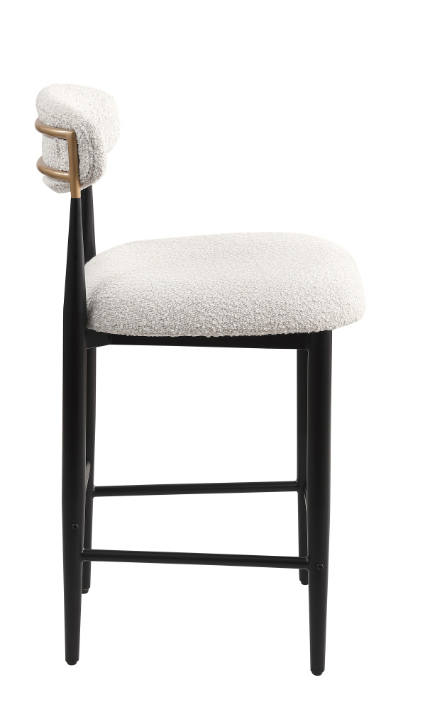 26 in. White Boucle Counter Height Bar Stool Set of 4, Dining Room Armless Chair Barstools for Kitchen Island