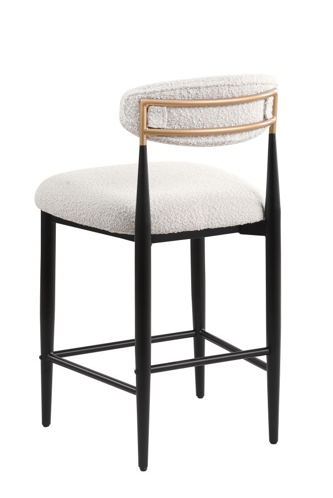 26 in. White Boucle Counter Height Bar Stool Set of 4, Dining Room Armless Chair Barstools for Kitchen Island