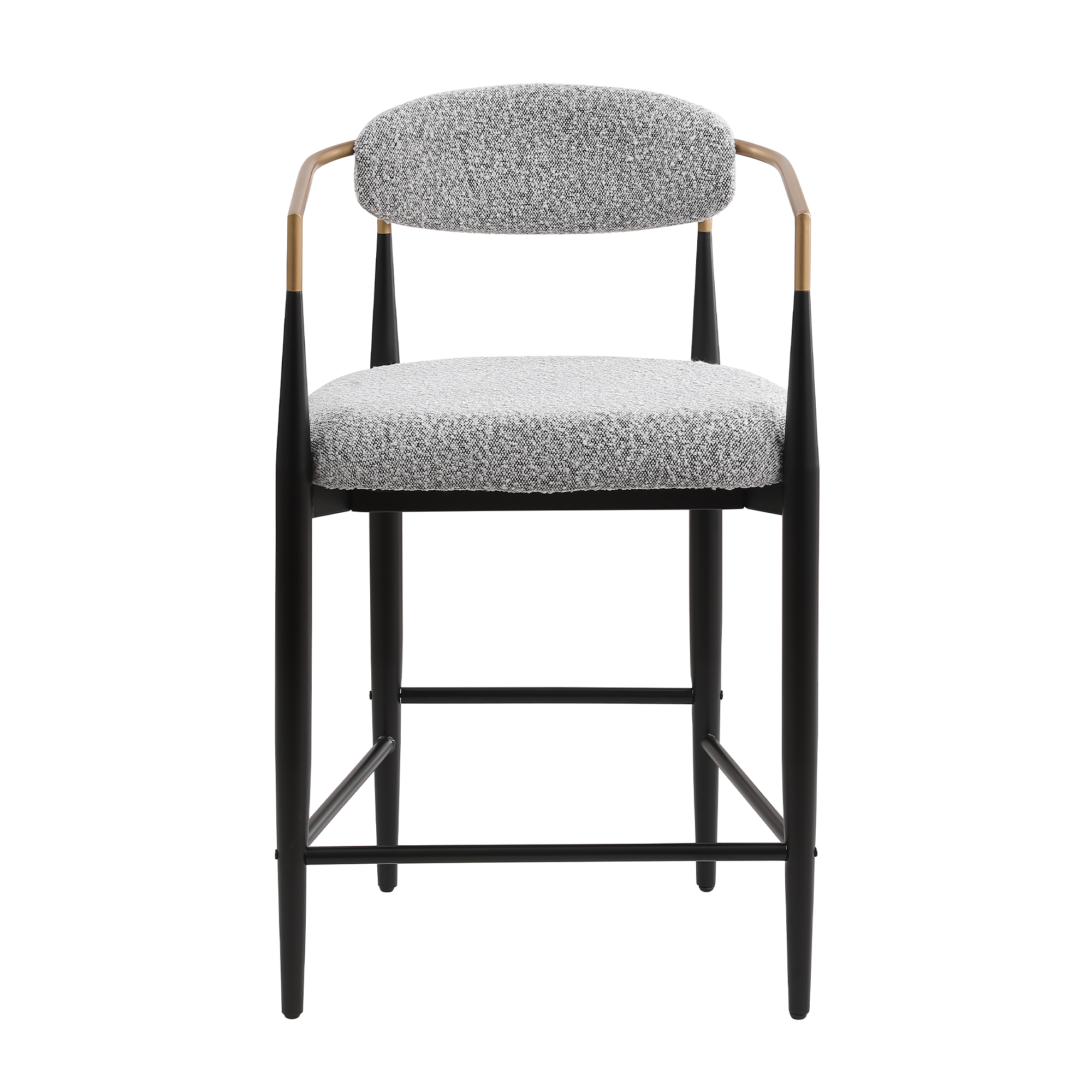 Modern Gray Boucle Counter Height Bar Stool for Kitchen Island, Metal Frame Dining Room Chair Barstools Set of 4