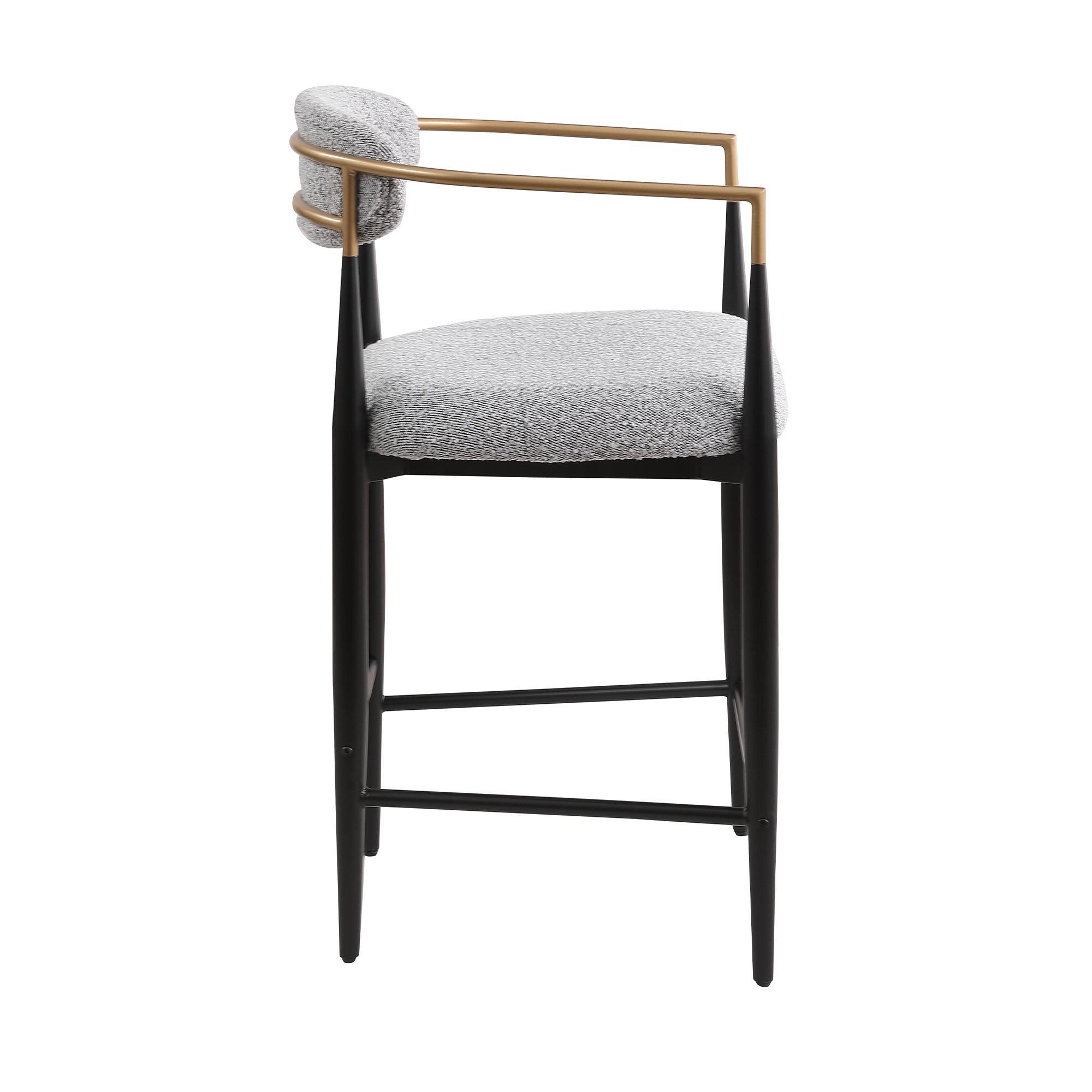 Modern Gray Boucle Counter Height Bar Stool for Kitchen Island, Metal Frame Dining Room Chair Barstools Set of 4