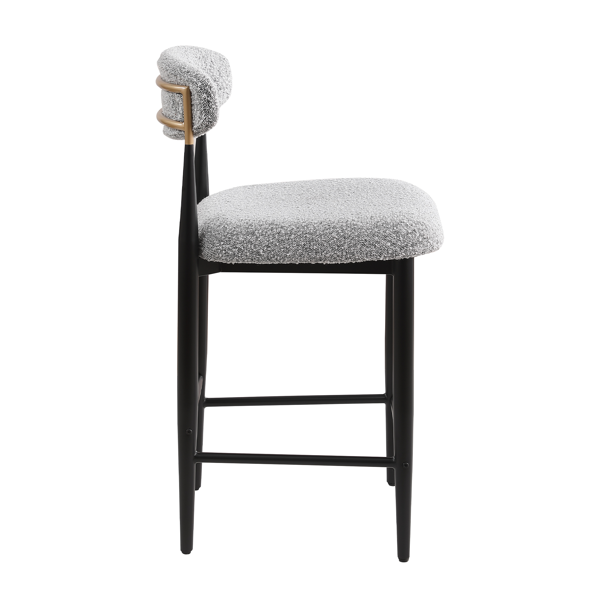 26 in. Gray Boucle Counter Height Bar Stool Set of 4, Dining Room Armless Chair Barstools for Kitchen Island