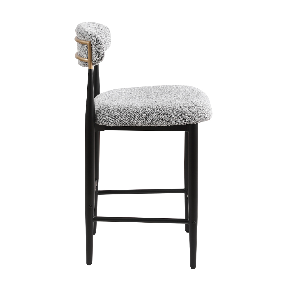 26 in. Gray Boucle Counter Height Bar Stool Set of 4, Dining Room Armless Chair Barstools for Kitchen Island