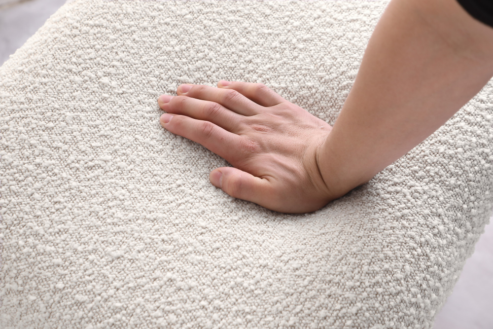 26 in. White Boucle Counter Height Bar Stool Set of 4, Dining Room Armless Chair Barstools for Kitchen Island