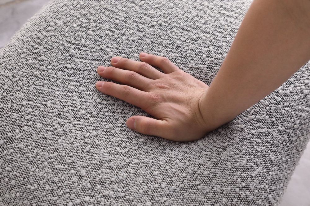 26 in. Gray Boucle Counter Height Bar Stool Set of 4, Dining Room Armless Chair Barstools for Kitchen Island