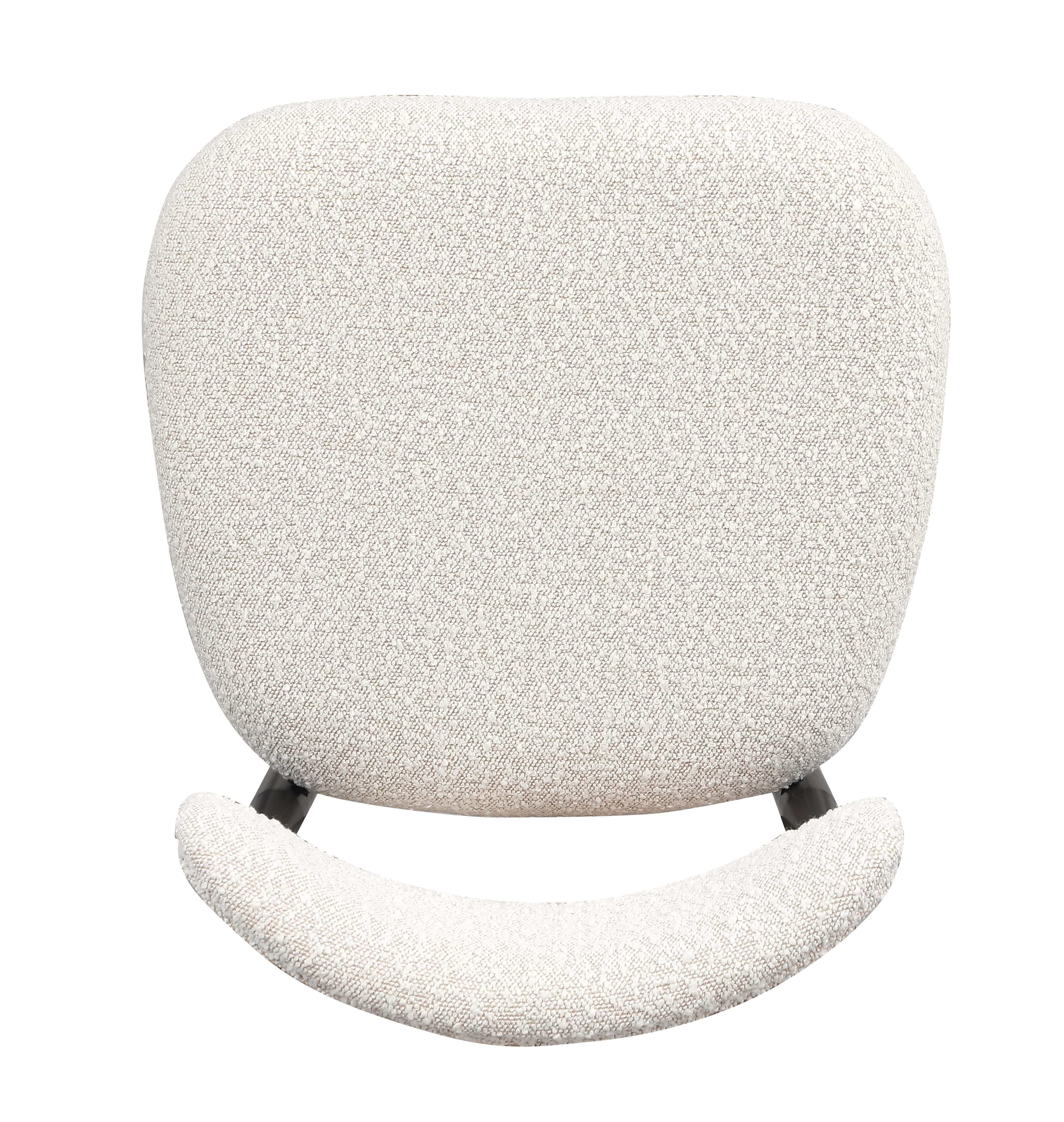 Modern 7-Piece Faux Marble Dining Table Top with Boucle Armless Chairs in White Dining Room Set for Kitchen