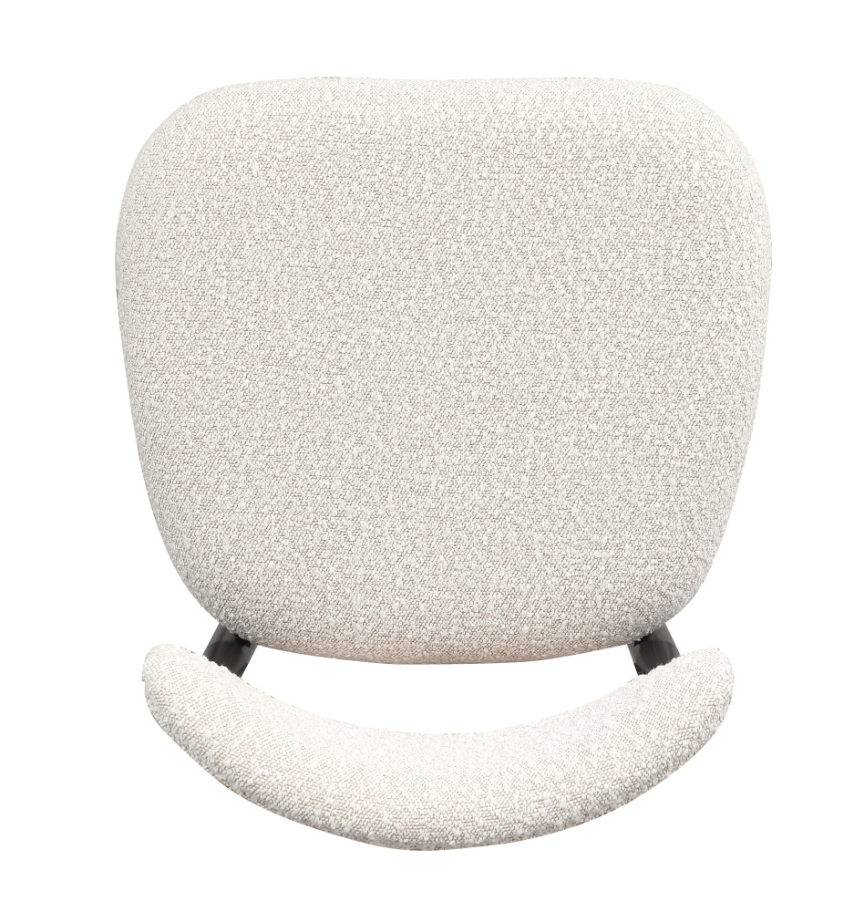 Modern 7-Piece Faux Marble Dining Table Top with Boucle Armless Chairs in White Dining Room Set for Kitchen