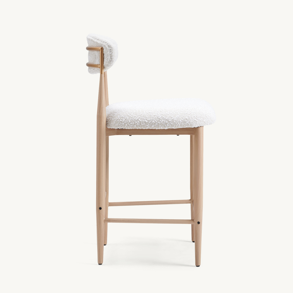 Boucle Counter Height Bar Stool for Kitchen Island, Dining Room Metal Armless Chair Upholstered Barstools Set of 4