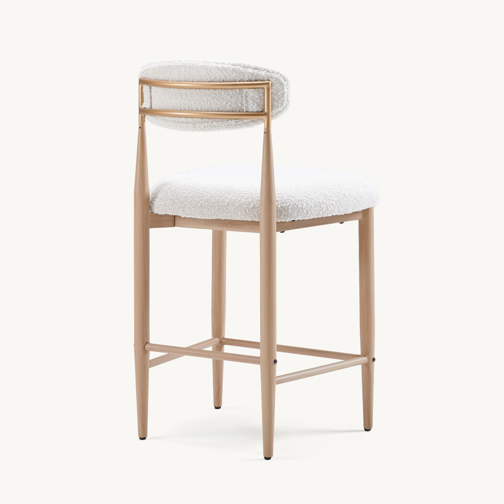 Boucle Counter Height Bar Stool for Kitchen Island, Dining Room Metal Armless Chair Upholstered Barstools Set of 4