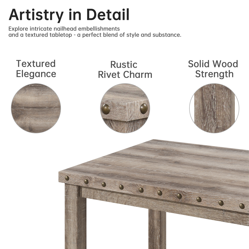 Morden Fort Dining Table Set for 6, 6 Piece Farmhouse Dining Set-- Wooden Table& 4 Upholstered Chairs& Bench