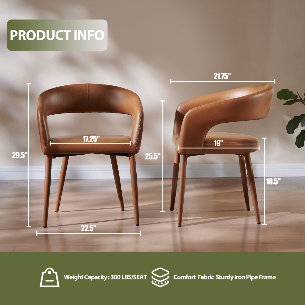 Modern PU Leather Dining Chair set of 2 - Ergonomic Barrel Design for Kitchen, Office & More
