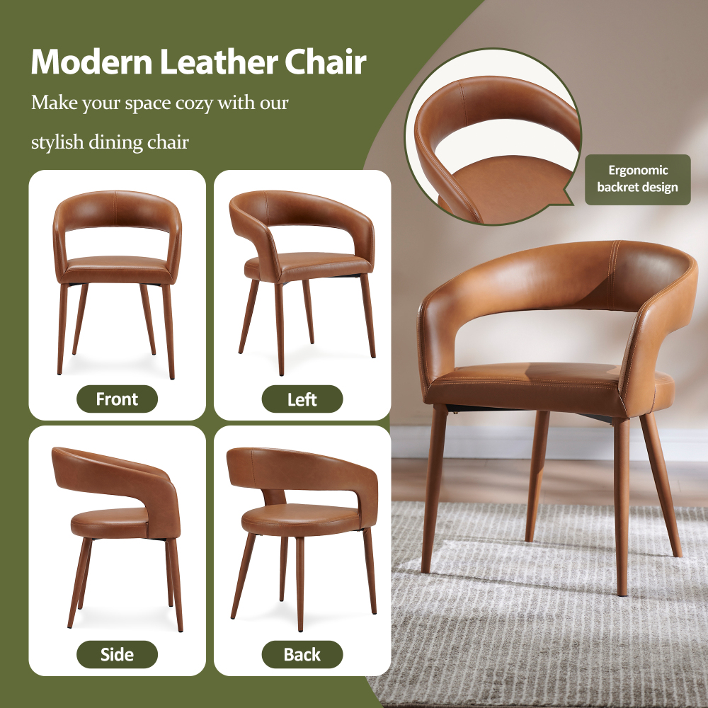 Modern PU Leather Dining Chair set of 2 - Ergonomic Barrel Design for Kitchen, Office & More