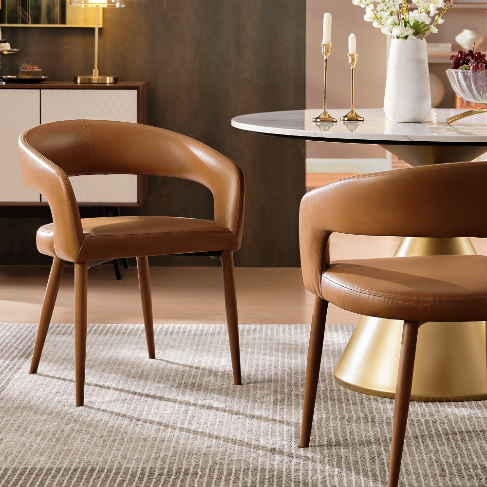 Modern PU Leather Dining Chair set of 2 - Ergonomic Barrel Design for Kitchen, Office & More