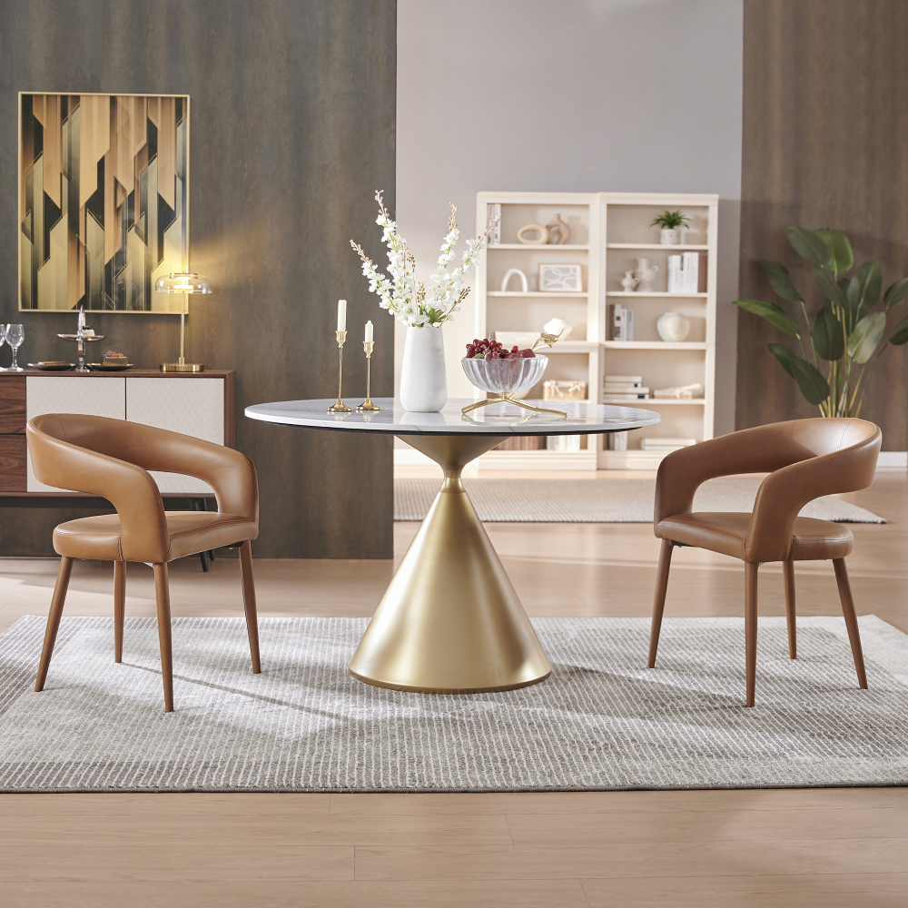 Modern PU Leather Dining Chair set of 2 - Ergonomic Barrel Design for Kitchen, Office & More