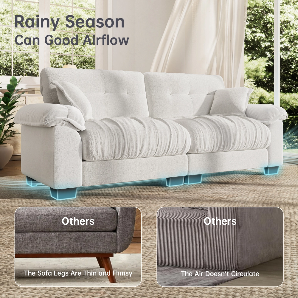 91.5" Modern Cloud Couch Sofa, Comfy Chenille Couches for Living Room ...
