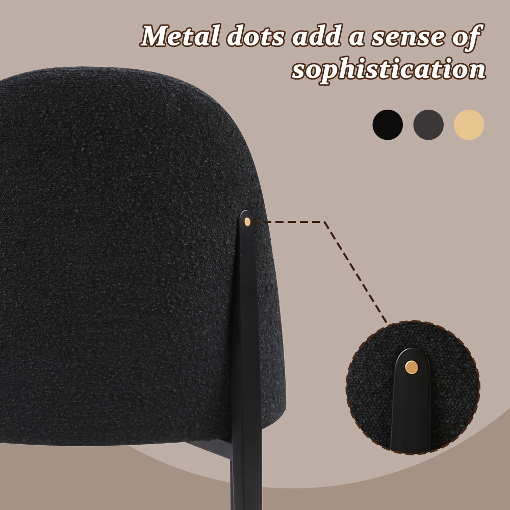 Curved Backrest Dining Chairs Set of 2, Post-Modern Boucle Upholstered Side Chairs with Ergonomic Arch Back