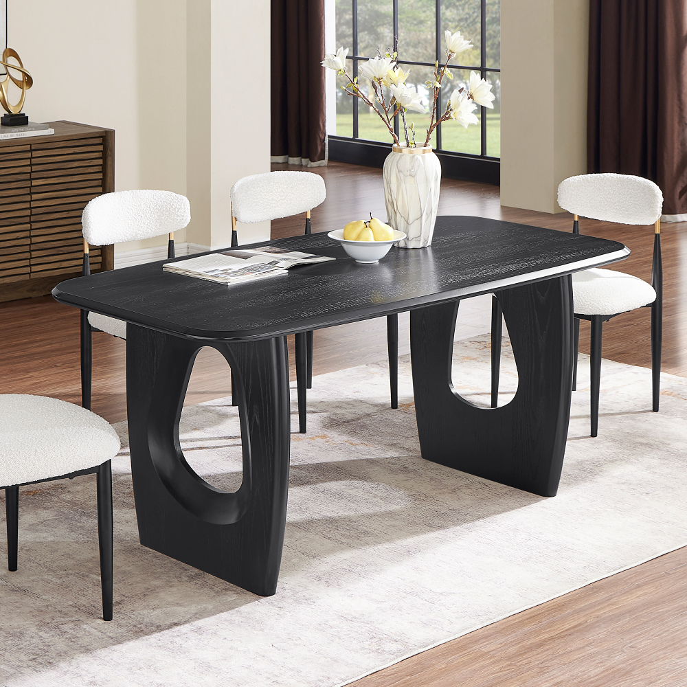 68-inch Rectangle Modern Dining Table for 4-6, Wooden Dining Room Table(Back)
